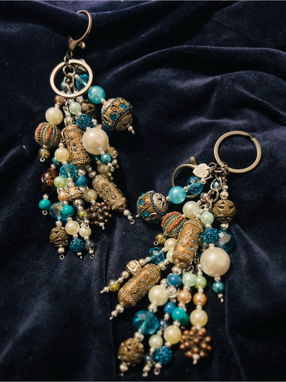 Bohemian Teal Beaded Key & Card Holder Charm
